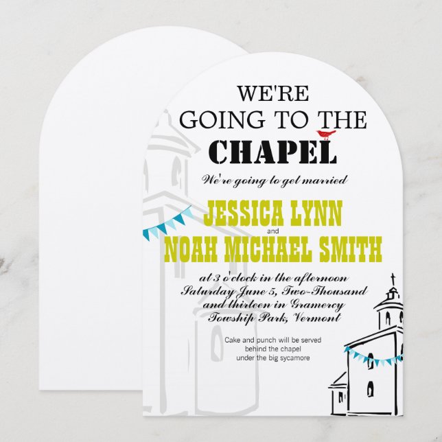 Religiöse Kirche Wir gehen zur Kapellhochzeit Einladung (Vorne/Hinten)