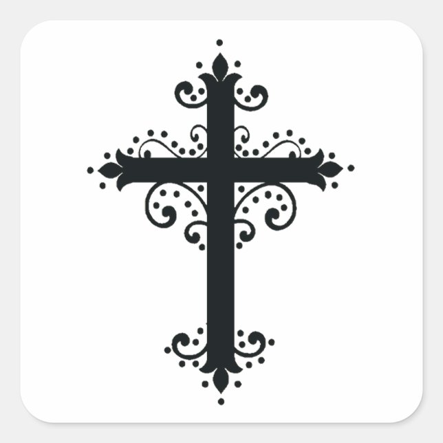 Religiöse Kreuzung mit einem Ornament Quadratischer Aufkleber (Vorderseite)