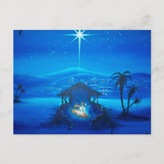 Religiöse Krippe Weihnachtspostkarte Feiertagspostkarte (Vorderseite)