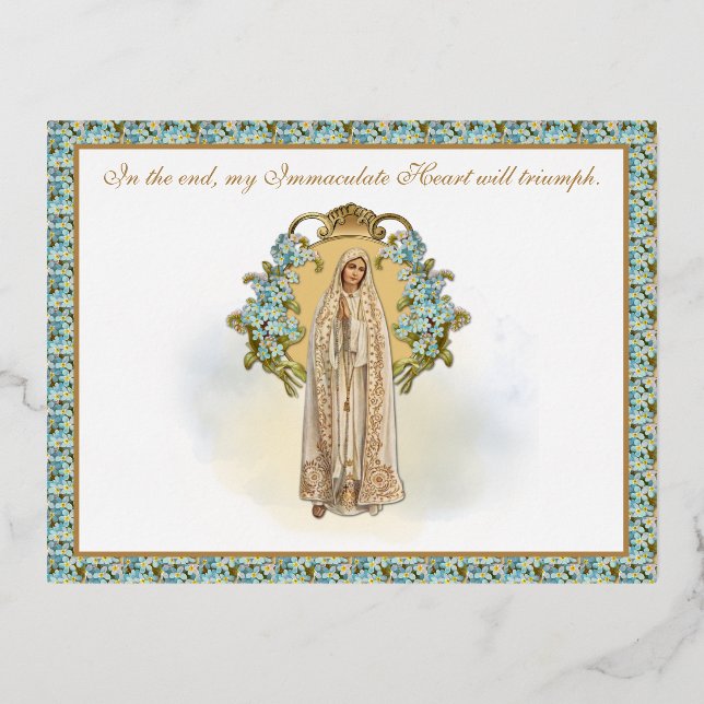 Religiöse Lady of Fatima Katholic Unaculululous He Folie Einladungspostkarte (Vorderseite)