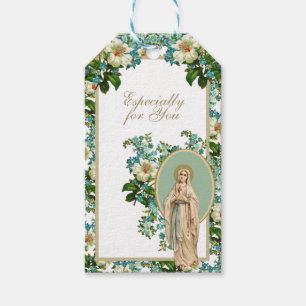 Religiöse Lady of Lourdes Katholic Floral Geschenkanhänger