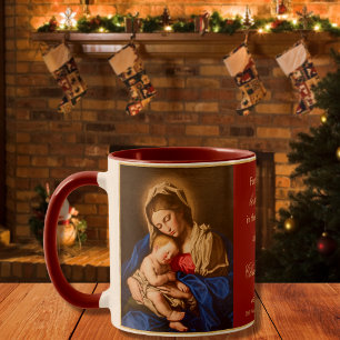 Religiöse Madonna & Kind Priester Weihnachtsgesche Tasse