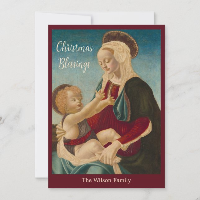 Religiöse Madonna Kind Weihnachtsbotschaften Custo Feiertagskarte (Vorderseite)