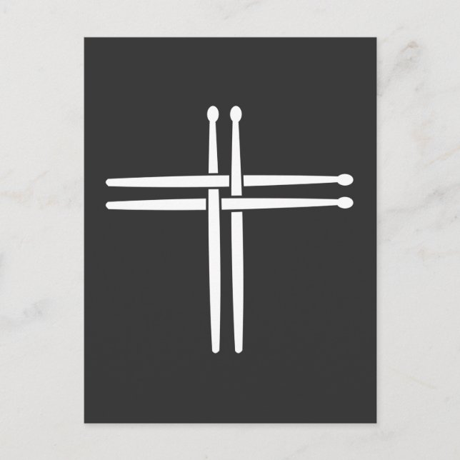 Religiöse Musikertrommel Sticks Kreuz Christlich Postkarte (Vorderseite)