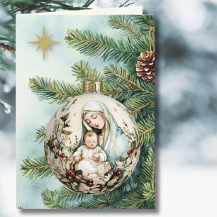 Religiöse Mutter Maria Jesus Aquarell Weihnachten