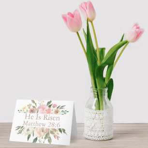 Religiöse Ostern Er ist Hübsch rosa floral Risen Feiertagskarte