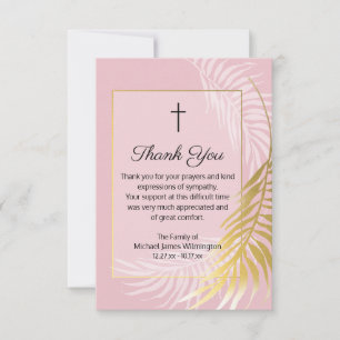 Religiöse Pink Palm Beerdigung Danke Note Card
