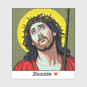 Religiöse Pop-Art-Dornenkrone Halftone Comic P Aufkleber