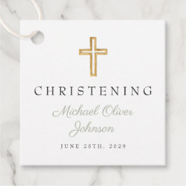 Religiöse Sage Green Cross Script Christening Geschenkanhänger