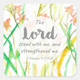 Religiöse Schrift 2 Timotheus Wildblumen Orange Quadratischer Aufkleber