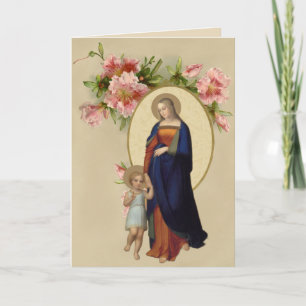 Religiöse Selige Jungfrau Maria Jesus Floral Karte