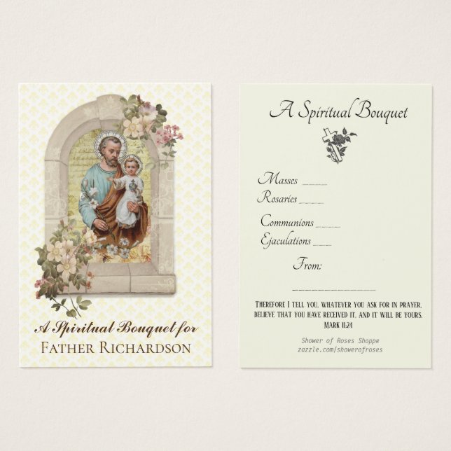 Religiöse spirituelle Bouquet Gebete Heilige Karte (Vorne & Hinten)