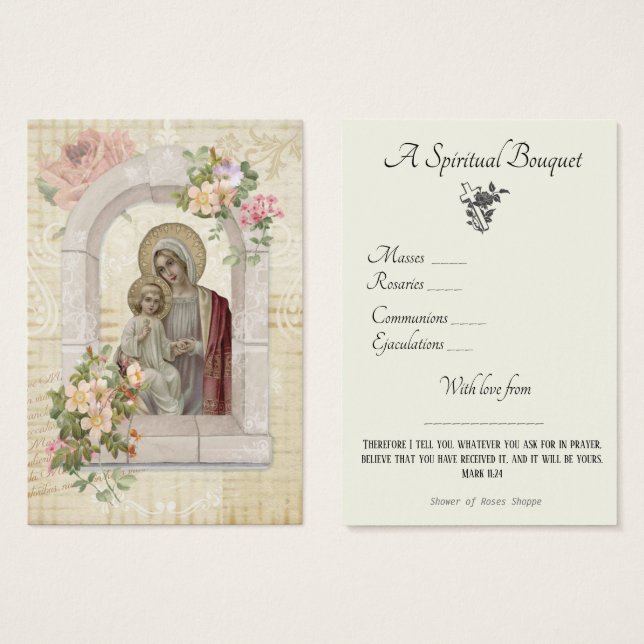 Religiöse spirituelle Bouquet Gebete Heilige Karte (Vorne & Hinten)
