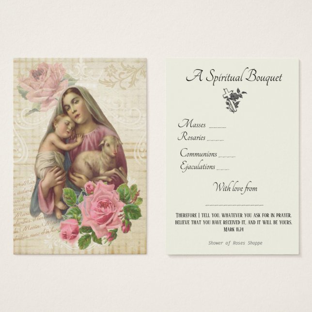 Religiöse spirituelle Bouquet Gebete Heilige Karte (Vorne & Hinten)