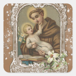 Religiöse St. Anthony Baby Jesus katholischer Prie Quadratischer Aufkleber