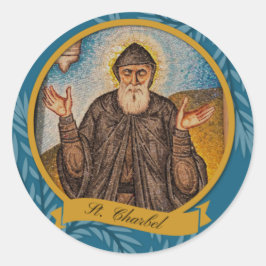 Religiöse St. Charbel Sharbel Katholic Prayer Card Runder Aufkleber