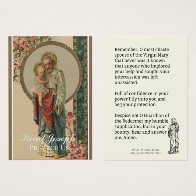 Religiöse St. Joseph Memorare Gebet Heilige Karte (Vorne & Hinten)