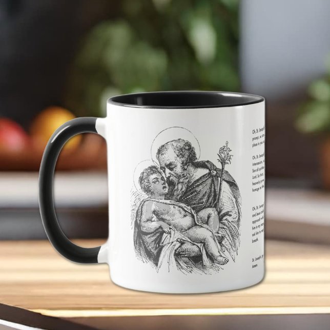 Religiöse St. Joseph Schutzgebet Vintag Mu Tasse (St. Joseph with Baby Jesus Mug and prayer to St. Joseph. )