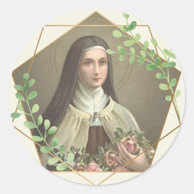 Religiöse St. Therese Carmelite Nun Vintag Runder Aufkleber (Vorderseite)