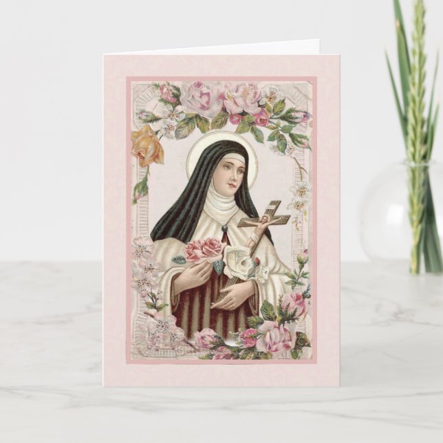 Religiöse St. Therese Carmelite Nun Vintage Karte (Vorderseite)