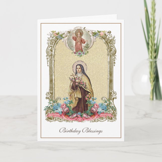 Religiöse St. Therese Katholic Nun floral Karte (Vorderseite)