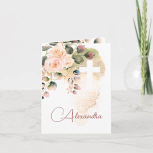 Religiöse Taufe Christening Foto Rose Rosa Einladung