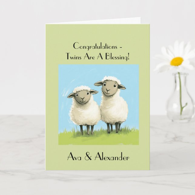 Religiöse Twin Baby Duwer Gratulation, Twins Karte (Kleine Pflanze)