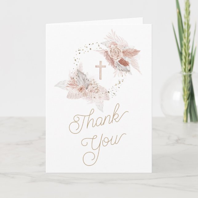 religiöse Veranstaltung floral Danke Karte (Vorderseite)