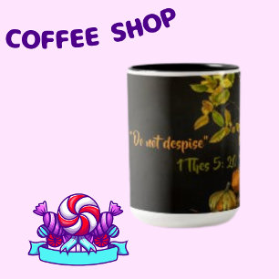 Religiöse Verse Green Blätter Orange Pumpkin Zweifarbige Tasse