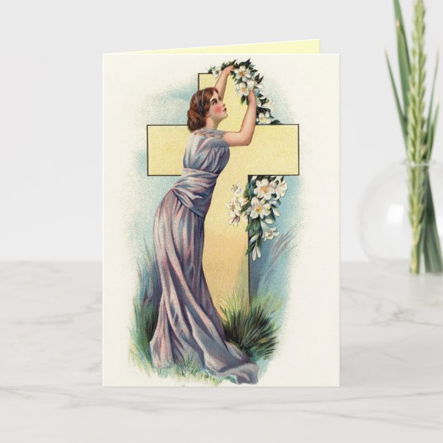 Religiöse Vintage Osternquerkarte Feiertagskarte (Vorderseite)