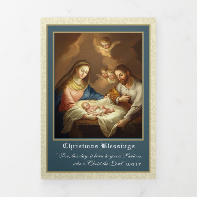 Religiöse Weihnachten Jesus Jungfrau Mary Gedicht  Dreifach Gefaltete Urlaubskarte (Cover)