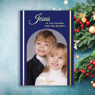 Religiöse Weihnachts-Foto-Jesus-Goldfolie-Karte Folieneinladung
