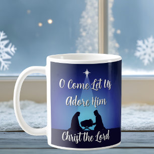 Religiöse Weihnachts-Krippenszene Jesus im Stall Kaffeetasse