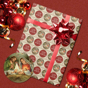Religiöse Weihnachtsgeburt Vintage Geschenkpapier