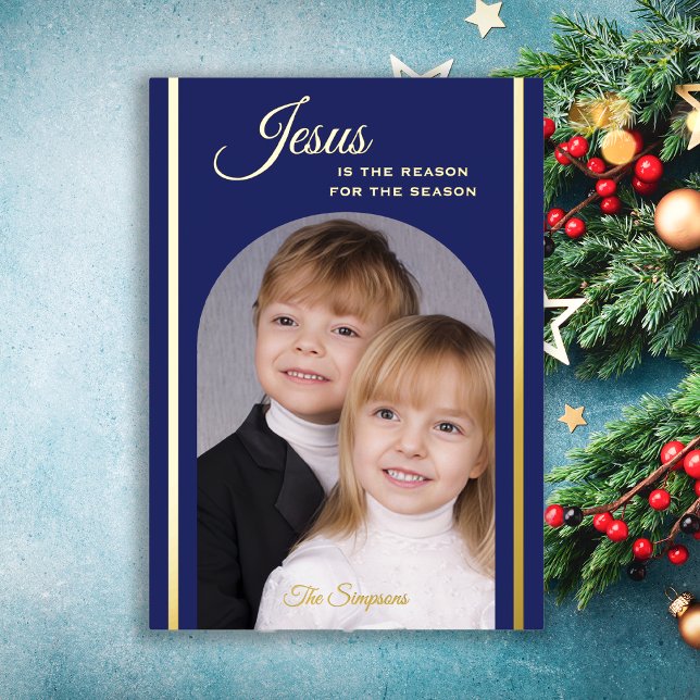 Religiöse Weihnachtskarte Jesus Gold Foil Foto Folieneinladung (Von Creator hochgeladen)