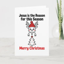 Religiöse Weihnachtskarte Süßer Rentier Jesus