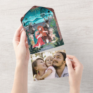 Religiöse Weihnachtskrippe Weihnachtskarte All In One Einladung