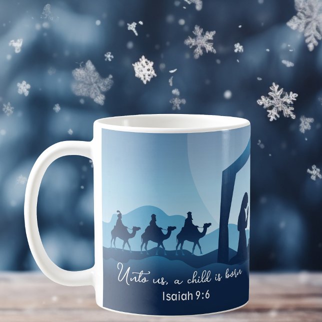 Religiöse Weihnachtskrippen Blaue Christlich Kaffeetasse (Von Creator hochgeladen)
