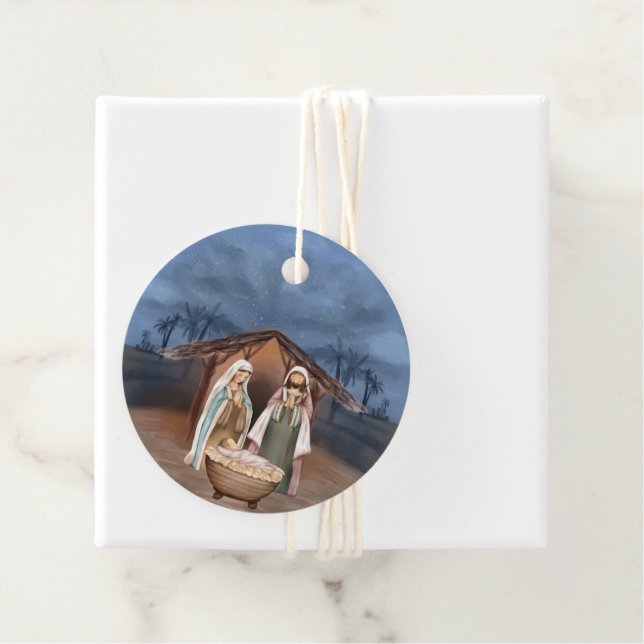 Religiöse Weihnachtskrippen Geschenkanhänger (Beispiel)