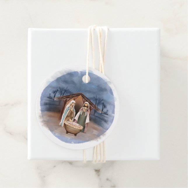 Religiöse Weihnachtskrippen Geschenkanhänger (Beispiel)