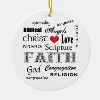 Religiöse Wort-Wolke+Blau geplätschertes Kreuz Keramik Ornament