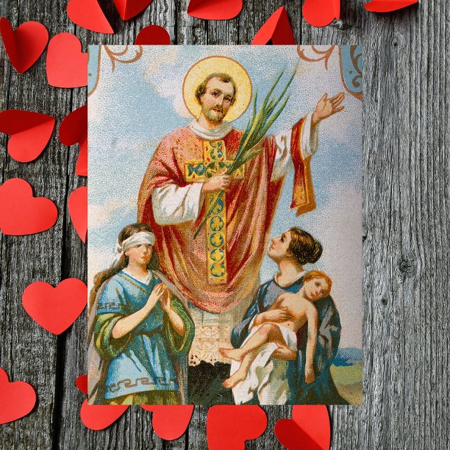 Religiöser Christlicher Katholischer Valentinstag Postkarte (Vintage Religious Christian Catholic Saint Valentine Valentine's Day Postcard)