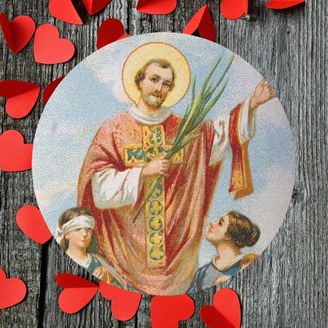 Religiöser Christlicher Katholischer Valentinstag Runder Aufkleber (Religious Christian Catholic St Valentine Priest Martyr Saint Valentine's Day Classic Round Sticker)