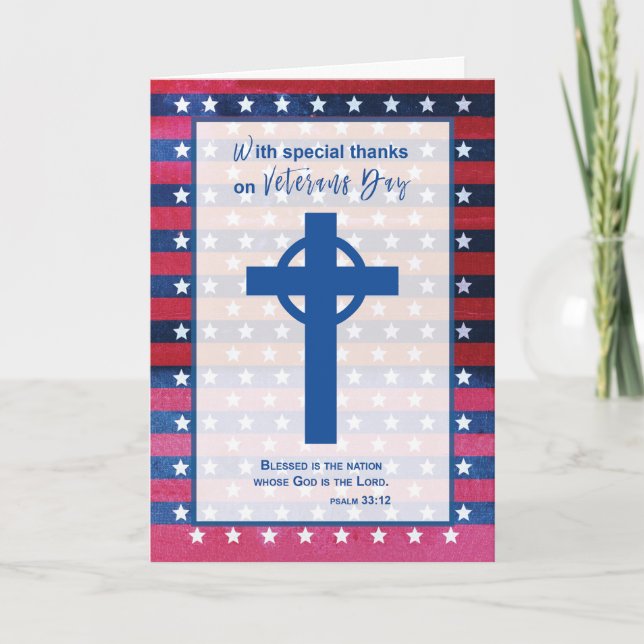 Religiöser Dank an Veteranen Day Blue Cross Karte (Vorderseite)