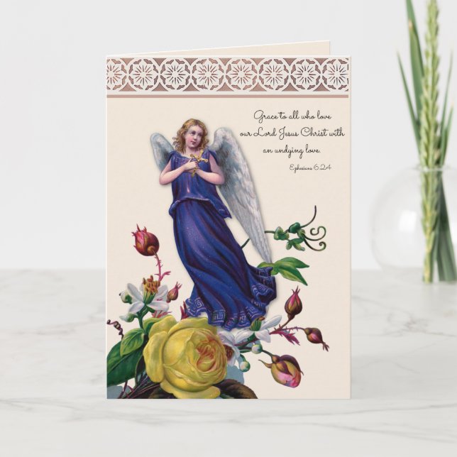 Religiöser Engel mit Crucifix Jesus Bloral Karte (Vorderseite)