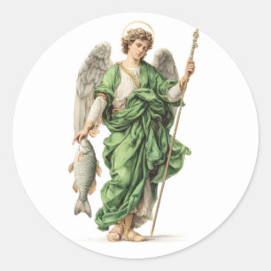 Religiöser Engel Sankt Raphael Erzengel Christlich Runder Aufkleber