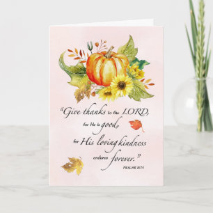 Religiöser Erntedank mit Watercolor Pumpkin Karte