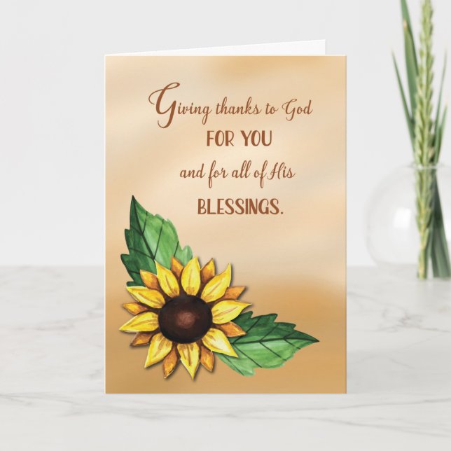 Religiöser Erntedank Sonnenblume Danke Karte (Vorderseite)