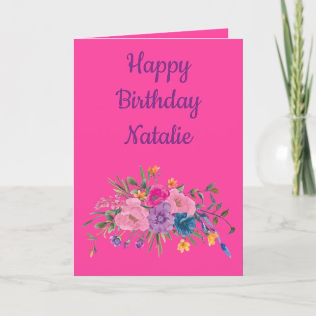 Religiöser Geburtstag für ihre Aquarellblüte Karte (Vorderseite)