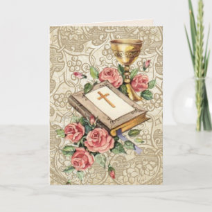 Religiöser Glücklicher Geburtstag Kelch Bibel Vint Karte
